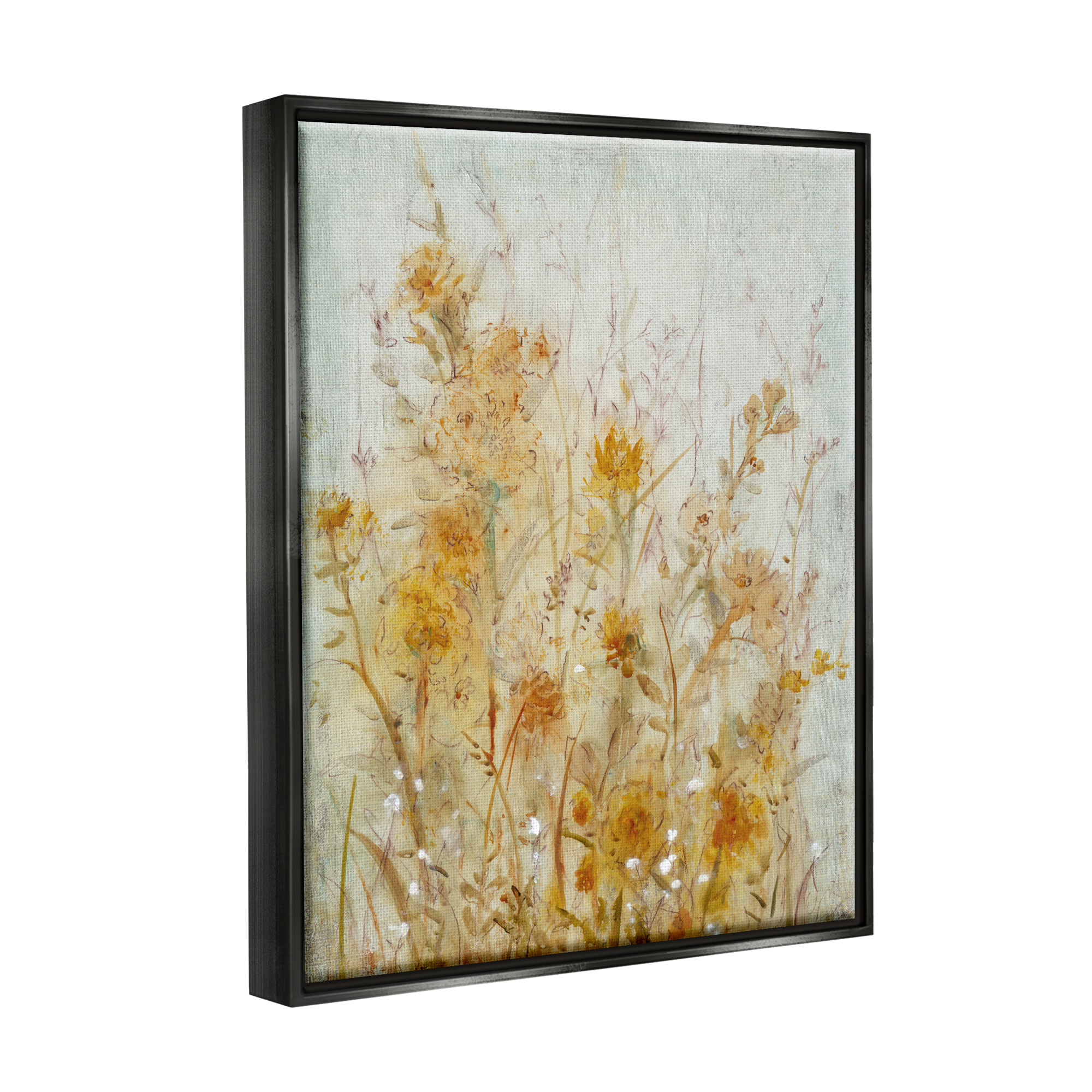 Stupell Industries Abstract Wildflowers Blooming Botanical & Floral Painting Black Floater Framed Art Print Wall Art