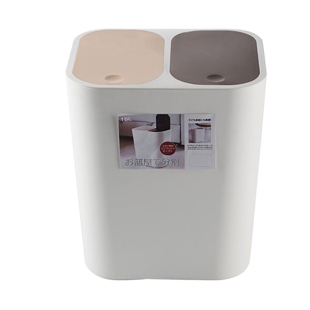 Toystoory Cubo de basura con doble cubierta, tipo de presión, cubo de basura, cubo de basura de plástico para el hogar Suministros de limpieza para el hogar