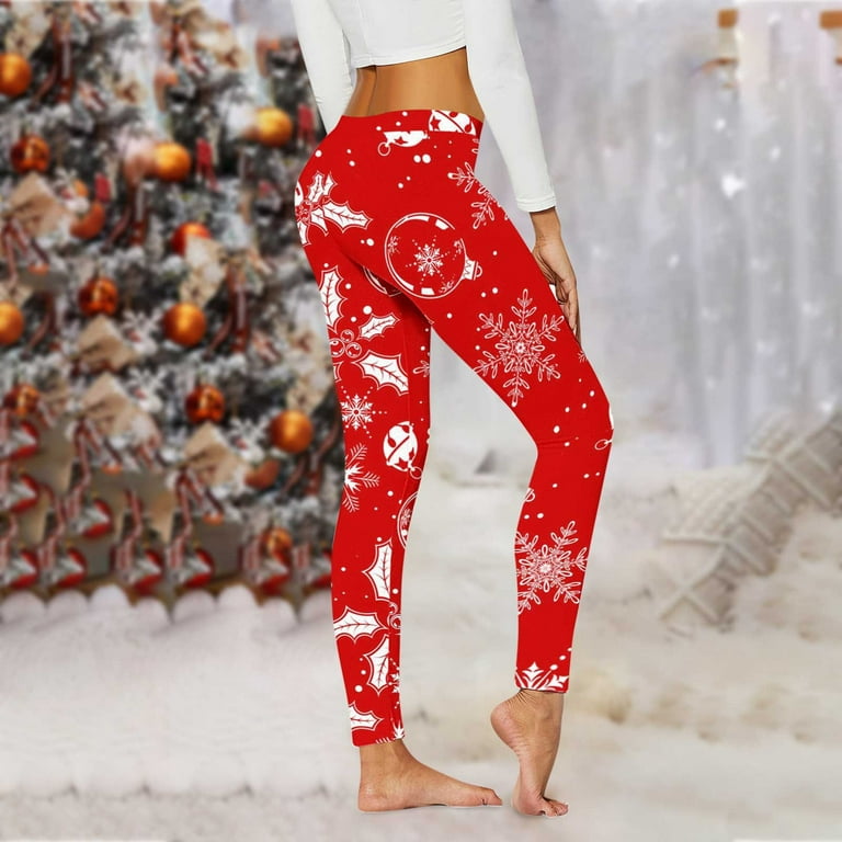 yoeyez Women Christmas Leggings Xmas Running Printing Elasticity Pants  Workout Leggings Yoga Pants Warm Winter Pants
