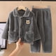thumbnail image 3 of Conjunto de pijama de invierno de 2 piezas para niños y niñas, sudadera con estampado de letras y pantalones casuales, conjunto de 2 piezas de ropa de otoño e invierno para niños, ropa de dormir de, 3 of 3