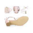 thumbnail image 3 of BLISSFUL STEP Women's Block Heel Sandal Strappy Lace Up Sandals Bling Pink 10, 3 of 6