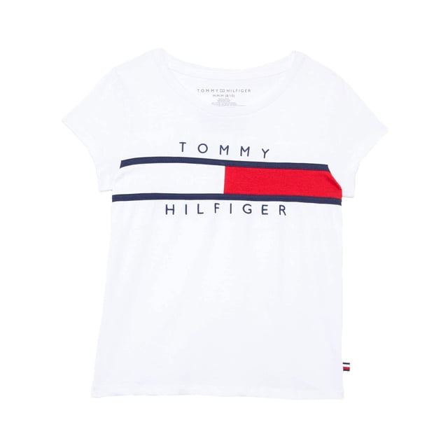 Camiseta Tommy Hilfiger de manga corta para niñas, algodón blanco 3T