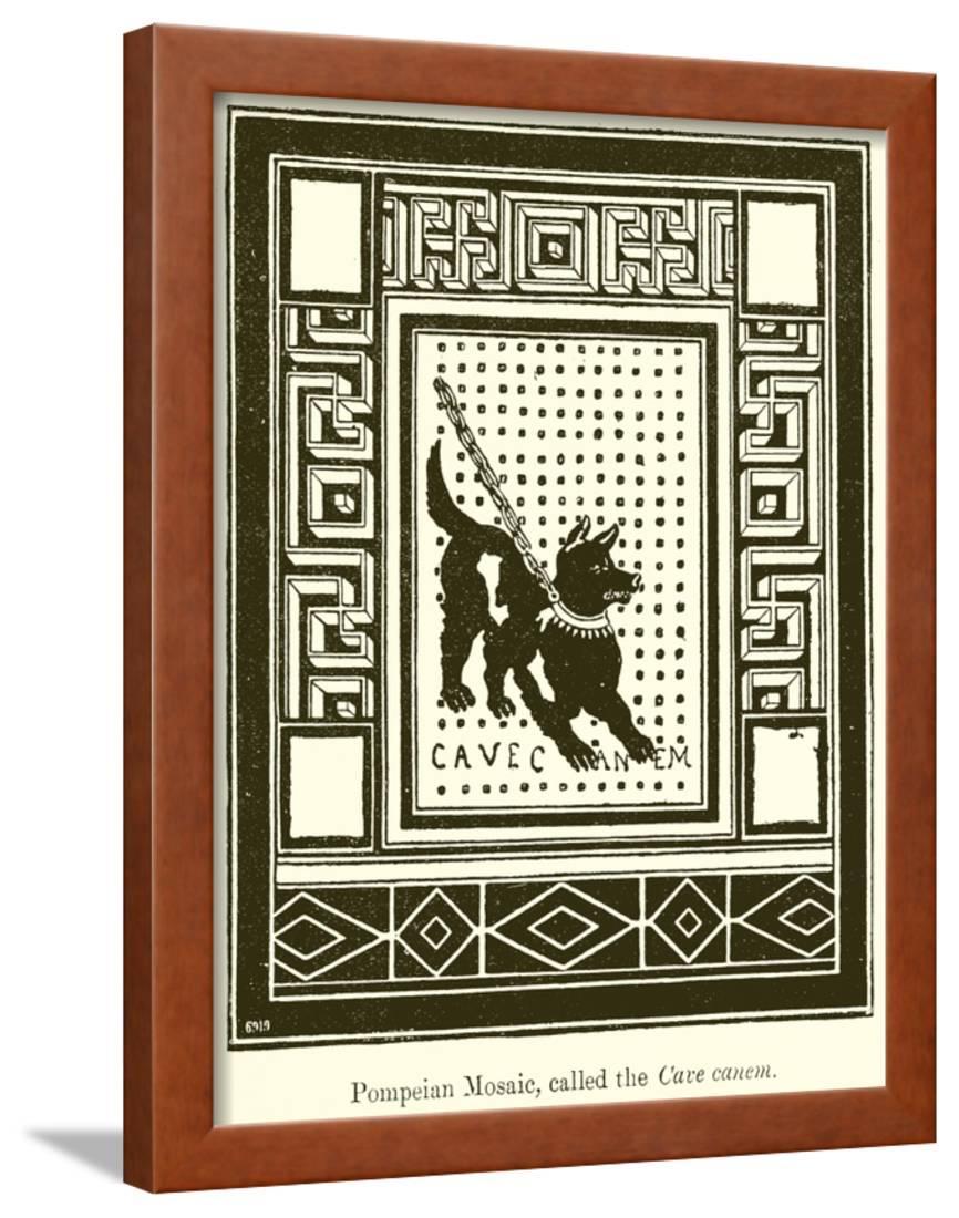 Pompeian Mosaic Called The Cave Canem Framed Print Wall Art