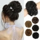 thumbnail image 1 of HMD cabello humano moño desordenado extensiones de cabello humano desordenado rosa moño pieza de pelo rizado moño con banda elástica extensiones de pelo despeinado Updo postizos para mujeres (marrón, 1 of 5
