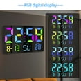 thumbnail image 4 of Large Display Digital Wall Clock, DC5V Five Speed Brightness Adjustable RGB Digital Alarm Clock with Remote Control for Living Room Bedroom, LED Calendar Temperature, Dual Alarm, 4 of 7