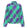 thumbnail image 5 of Jackets for Women Winter Coat Jackets Flannel Stand Collar Jacket(Green And Purple Plaid Pattern,Size:S-4XL), 5 of 7