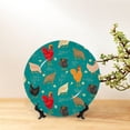 thumbnail image 6 of Picia Hens And Rooster Pattern Bone China Decorative Plate – Wall Decor with Stand and Adhesive, Elegant Ornament for Living Room, Office, or Entryway-8in, 6 of 6
