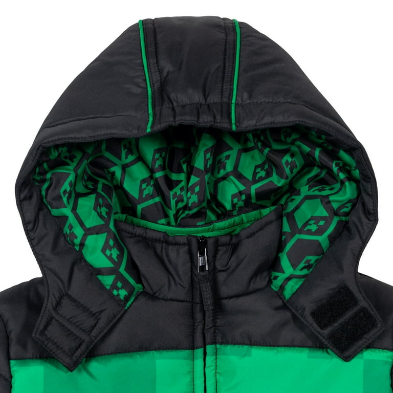 Minecraft Character Hooded Children's Puffer Jacket for Big Boys