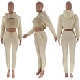 thumbnail image 4 of Women's Three-Piece Sportswear Set: Sexy Long-Sleeve Pullover Hoodie, Short Vest Top, Casual Pants Sports Set, 4 of 5