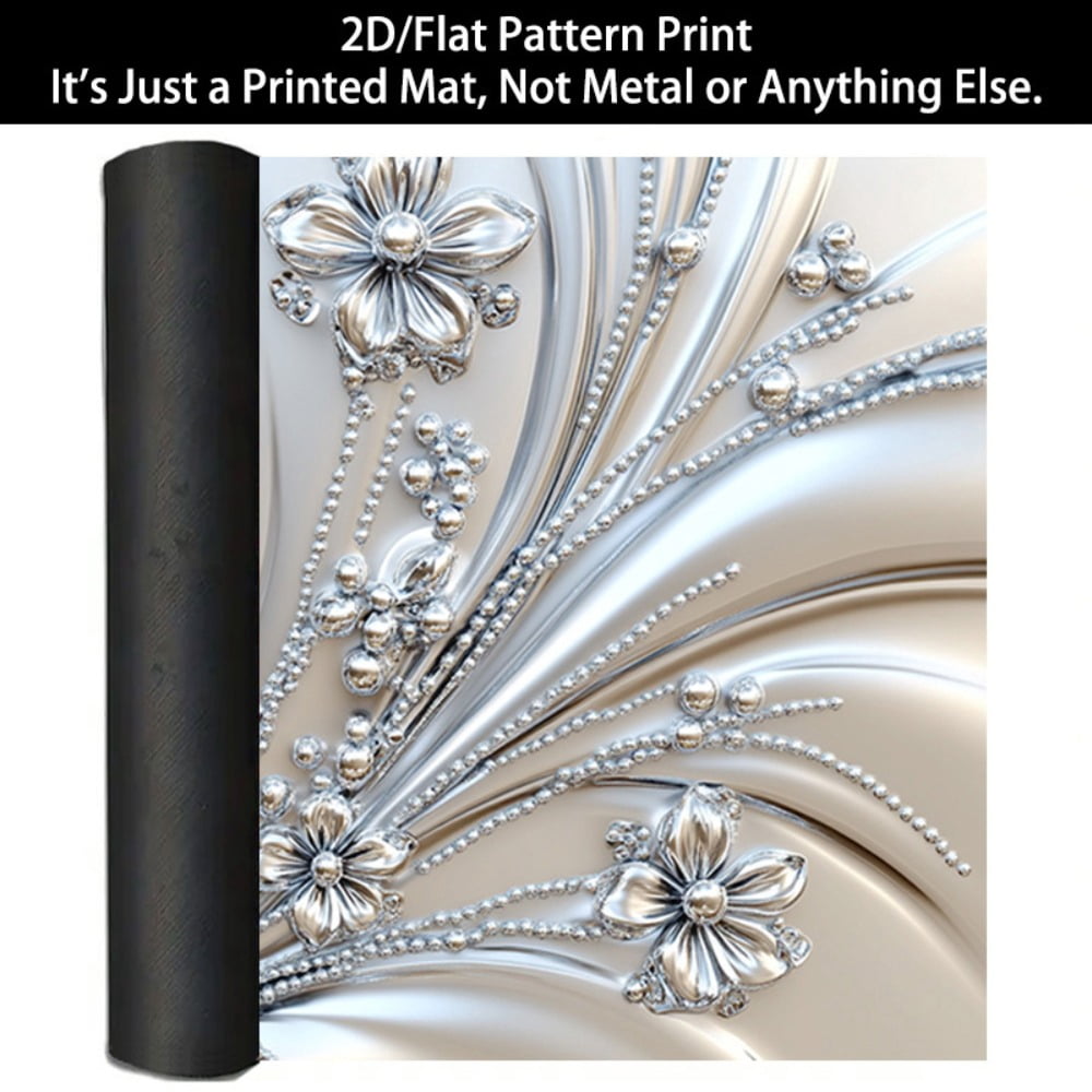 1 2D/flat stove cover protection pad, silver flower bead pattern design, 28.3x20.5 inches (72×52cm), easy to clean, perfectly suitable for any kitchen, washing machine, dryer, stove panel protection
