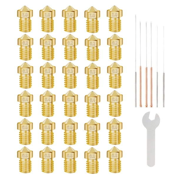 Boquilla extrusora de piezas de impresora 3D, boquillas Hotend de cobre y latón, 30 Uds.