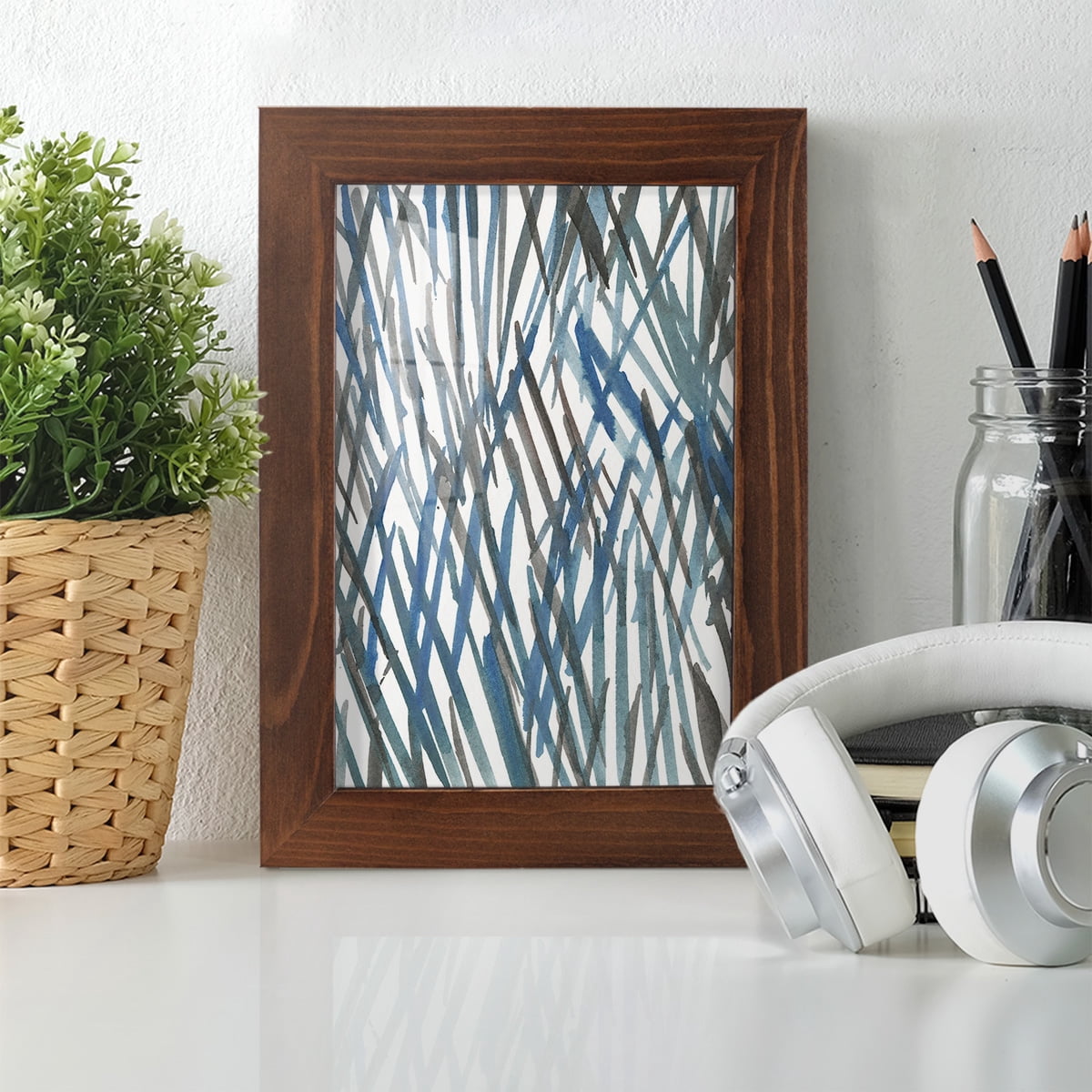 Blue Grass II - Framed Print w/glass - Chestnut