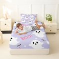 thumbnail image 3 of Manfei Cartoon Cute Ghost Halloween Twin Fitted Sheet,Harvest Print Bedding,2pcs,1 Fitted Sheet and 1 Pillowcase, 3 of 6