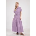 thumbnail image 6 of utcoco Womens Casual Short Sleeve Button Down Tie Waist Ruffled Striped Maxi Shirt Dress, 6 of 7