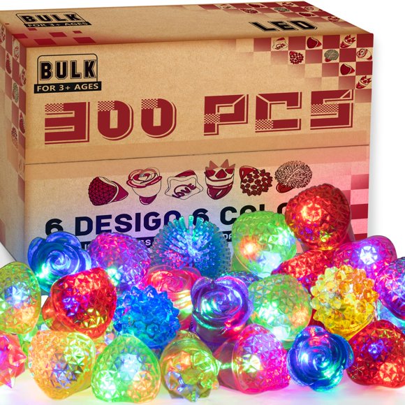 Anillos LED que brillan en la oscuridad, paquete a granel de 300 unidades para niños y adultos