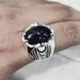 thumbnail image 2 of Amethyst Mans Ring, Natural Amethyst, February Birth, Silver Jewelry, 925 Silver Ring, Birthday Gift, Heavy Mens Ring, Arabic Design, Ottoman Style Ring, Christmas, Turkey Mens Signet Ring, 2 of 5