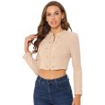 thumbnail image 1 of Chaqueta corta Allegra K de ante sintético con cremallera y cuello levantado Albaricoque beige XS, 1 of 4