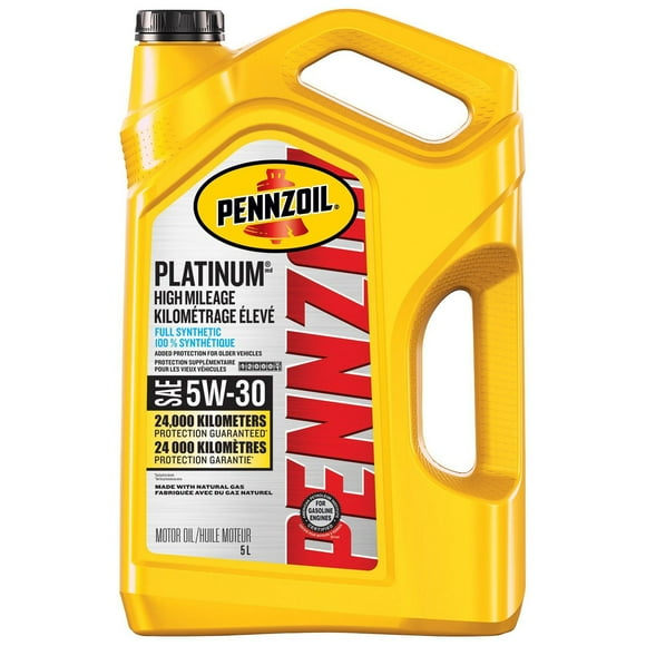 Huile moteur Pennzoil Platinum Kilométrage élevé 100 % synthétique 5W-30 (SP/GF-6A), 5 litres