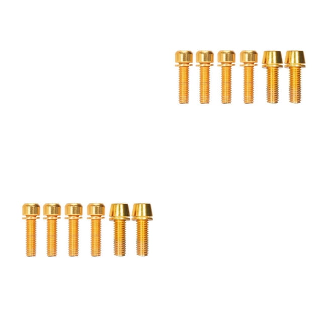 Advancent Paquete de 6 tornillos para vástago de bicicleta de montaña, pernos de montaje de elevador de manillar de acero inoxidable con Oro M5x4+M6x2 2piezas