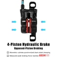 thumbnail image 3 of ZTZ 4-Piston Mountain Bike Hydraulic Brake Set, Front 850mm and Rear 1600mm Hydraulic Disc Brake Kit with PM/is Adapter, Fits for eBike, MTB and BMX (Left Rear), 3 of 8