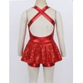 thumbnail image 4 of Eandarui Girls Jazz Modern Dancewear Sequined Sleeveless Criss Cross Back Bowknot Dance Leotard Dress Red 16, 4 of 7
