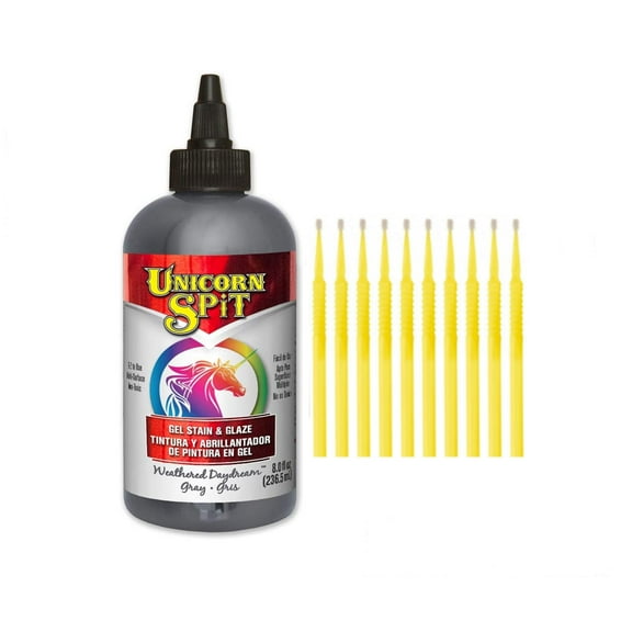 Unicorn SPiT Gel Stain & Glaze in One - 20 Complete Original & Sparkle Paint Collection with 10 TreBBies Fine Detail Sticks (8oz, Weathered Daydream)