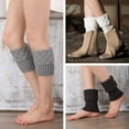 thumbnail image 1 of Dengjunhu Women Winter Rhombus Knitted&nbsp;Leg Warmers Solid Color Boot Socks Toppers Cuffs, 1 of 7