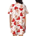 thumbnail image 3 of Naloa Cute Mushroom Women's Short-Sleeved Pajama Set, Loungewear, Summer pajamas, Breathable Cozy - Medium, 3 of 9