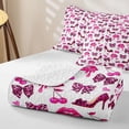 thumbnail image 4 of Erosebridal Fashion Leopard Lip Print Twin Quilt Set for Girls, Cherry High Heel Twin Coverlet Set, 2-Piece, 4 of 7