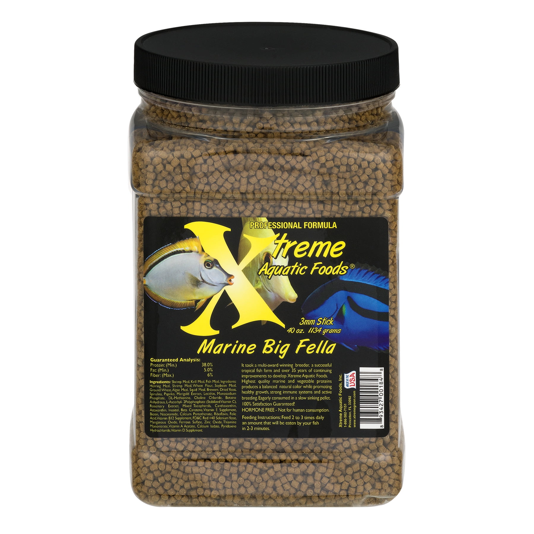 Xtreme Aquatic Marine Big Fella Fish Food Pellets, 40 oz