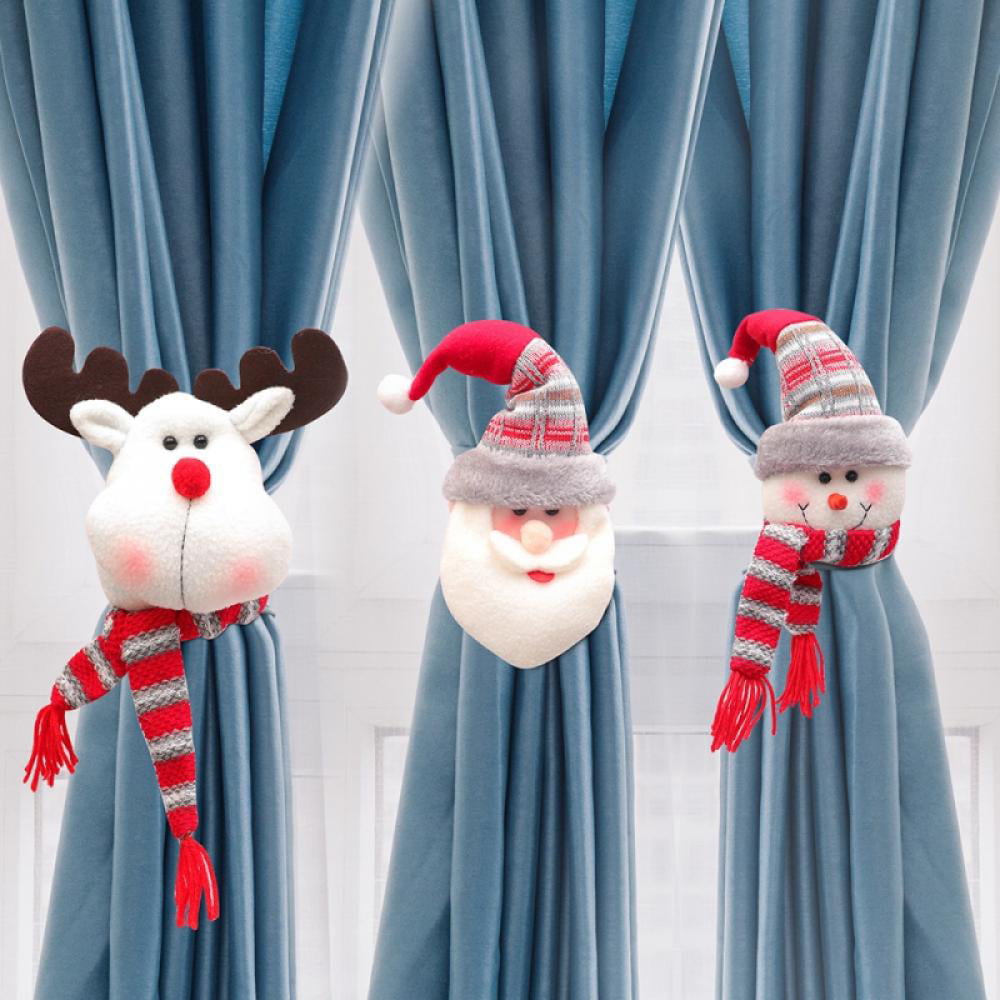 Christmas Xmas Decor Holdback Santa Buckle Holder Tieback Snowman Curtain 