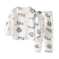 thumbnail image 2 of ROLKFUK Girls Boys Pajama Sets, Cotton Long Sleeve Printed Elastic Waist Casual Loungewear White Size 6-7 T, 2 of 3