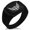 Black, variant on Stainless Steel Greek Mythology Pegasus CZ Ribbed Needle Stripe Pattern Biker Style Polished Ring