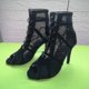 thumbnail image 4 of Zapatos de baile de caña alta para mujer, botas negras de salón, zapatos de salsa y tango, sandalias de tacón alto con recortes de malla para fiesta de moda para niña, verano, 4 of 4