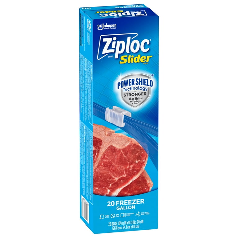 Ziploc Gallon Size Stand & Fill Slider Storage Bags with Power