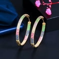 thumbnail image 2 of Multicolor Gold Color CZ Big Round Hoop Earring for Women Luxury Fashion Jewelry, 2 of 9