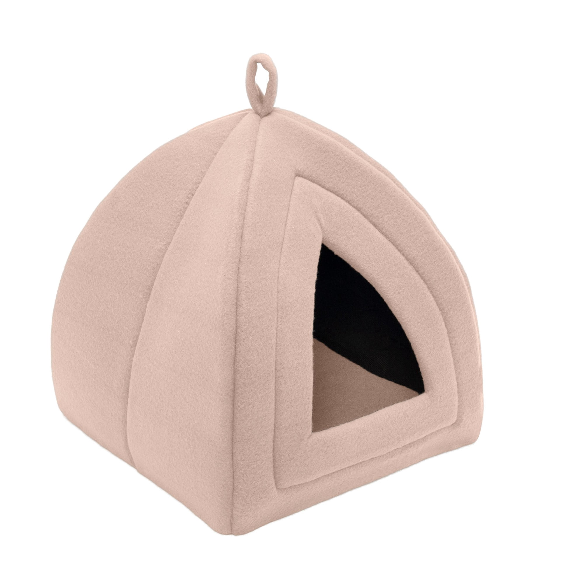 FurHaven Pet Products Fleece Tent Hooded Pet Bed for Cats & Small Dogs - Beige Buff