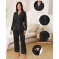 thumbnail image 5 of Womens Cotton Pajama Sets with Long Sleeves Button Down Pajama Set for Women 2pcs Women Soft Sleepwear Set with Long Pants Womens Casual Loungewear Sets with Pockets, S-XXL, 5 of 11