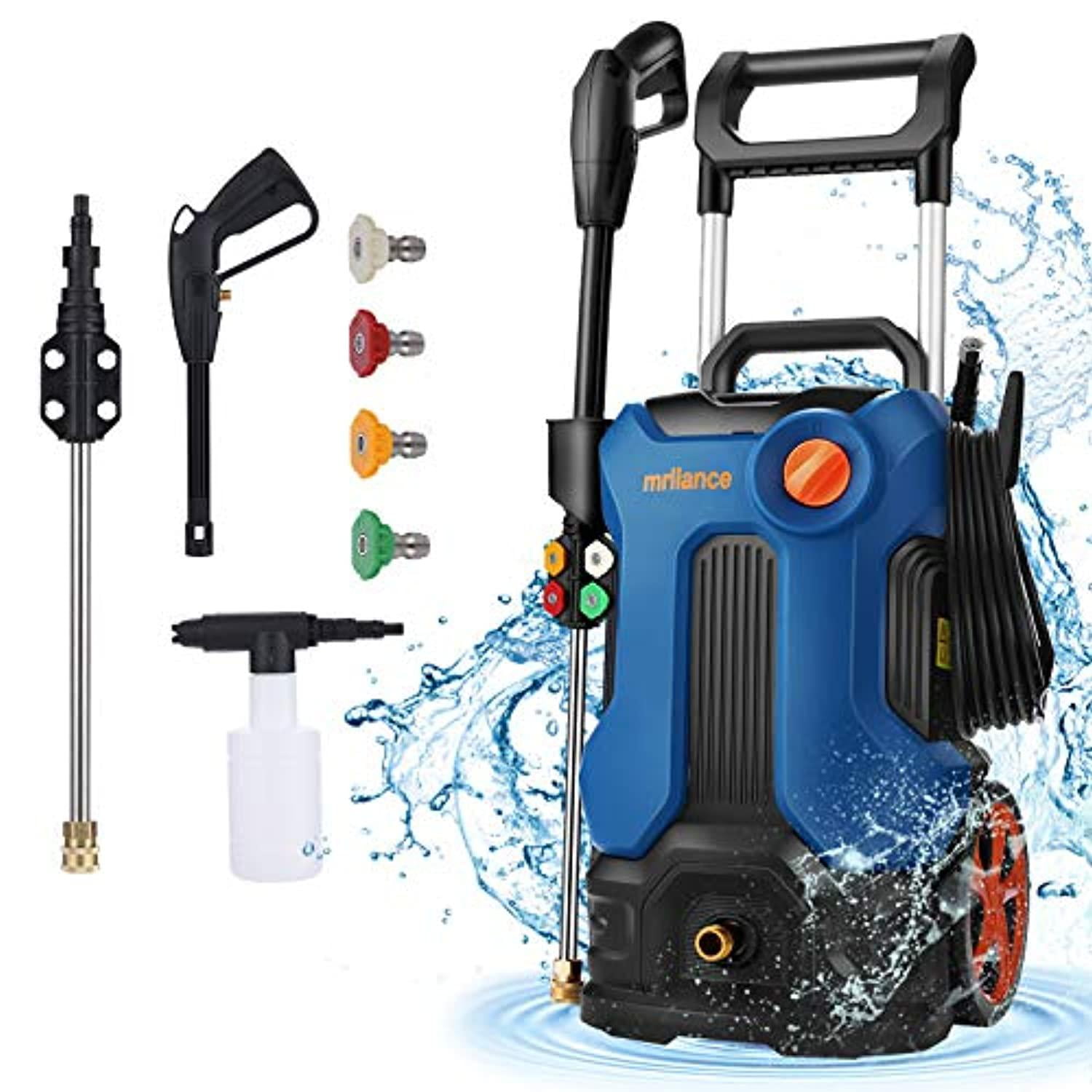 mrliance Electric Pressure Washer Blue Electric Power Washer with 5 Nozzles High Pressure Washer Perfect for Cleaning Cars Houses Driveways Fences Patios Garden