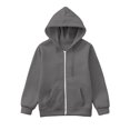 thumbnail image 4 of Kids Zip Up Hoodie School Uniform Boys Girls Zipper Sweatshirt Oversized Y2K Fall Hooded Jackets With Pockets Preppy Clothes 3-12Y, Dark Gray, 90, 4 of 6