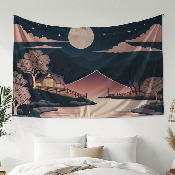 Mountain Tapestry Sunset Tapestry Moon Tapestry Tree Tapestry Forest Tapestry Landscape Tapestry Wall Hanging for Home Bedroom Decor