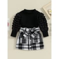 thumbnail image 3 of Bagilaanoe 2Pcs Toddler Baby Girls Fall Clothes Long Sleeve T-shirt Tops + Skirt with Belt 9M 12M 18M 24M 3T 4T Kids Casual Skirt Set, 3 of 9