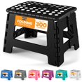 thumbnail image 1 of Utopia Home Taburete Plegable – (Paquete De 1) Taburete Con 9 Pulgadas De Altura – Soporta Hasta 300 Libras – Taburete Plegable De Plástico Ligero Para Niños, Cocina, Baño Y Sala De Estar (Negro), 1 of 5