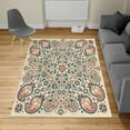 thumbnail image 2 of Paisley Turkish Area Rug, Floral Ornate Pattern Cultural Folk Persian Middle Eastern Illustration, Soft Carpet for Living Room Decor with Distressed Look, 4' X 5.7', Dark Petrol, by Ambesonne, 2 of 4