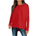 thumbnail image 1 of Besolor Womens Spring Fall Tunic Tops Ladies Crewneck Long Sleeve T-Shirt Casual Solid Color Spring Fall Going out Blouse, 1 of 5