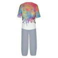 thumbnail image 5 of 2 Piece Sets for Women Shorts Casual Older Two Piece Pants Set Round Neck 5/4 Sleeve Top and Pants Digital Printing Two-piece Set, 5 of 5