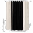 thumbnail image 2 of Black Vintage Waterproof Fabric Shower Curtain,Geometric Stripes Simple Lines Waterproof Fabric Shower Curtain for Bathroom Curtains Bathtubs Hotel Shower Curtains with 12 Hooks Small 36x78in, 2 of 8