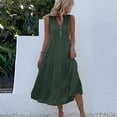 thumbnail image 2 of TSADFHJI Jupe Maxi Boho Femmes Mode Été Décontractée Col en V Robes Sans Manches Amples Élégantes Robe Ample L Vert, 2 of 7