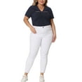 thumbnail image 2 of Agnes Orinda Plus Size Top for Women Ribbed Knit CutOut Twist Knot Neckline Short Sleeve Tee Shirt 2X Navy Blue, 2 of 5