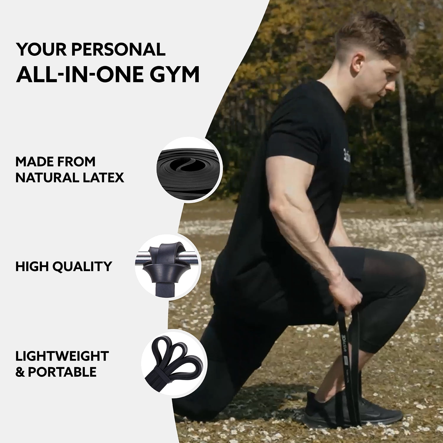 3DActive Resistance Band, Light Workout Band for Strength & Resistance Training with Free Exercise Guide - Black (30 to 60lbs)